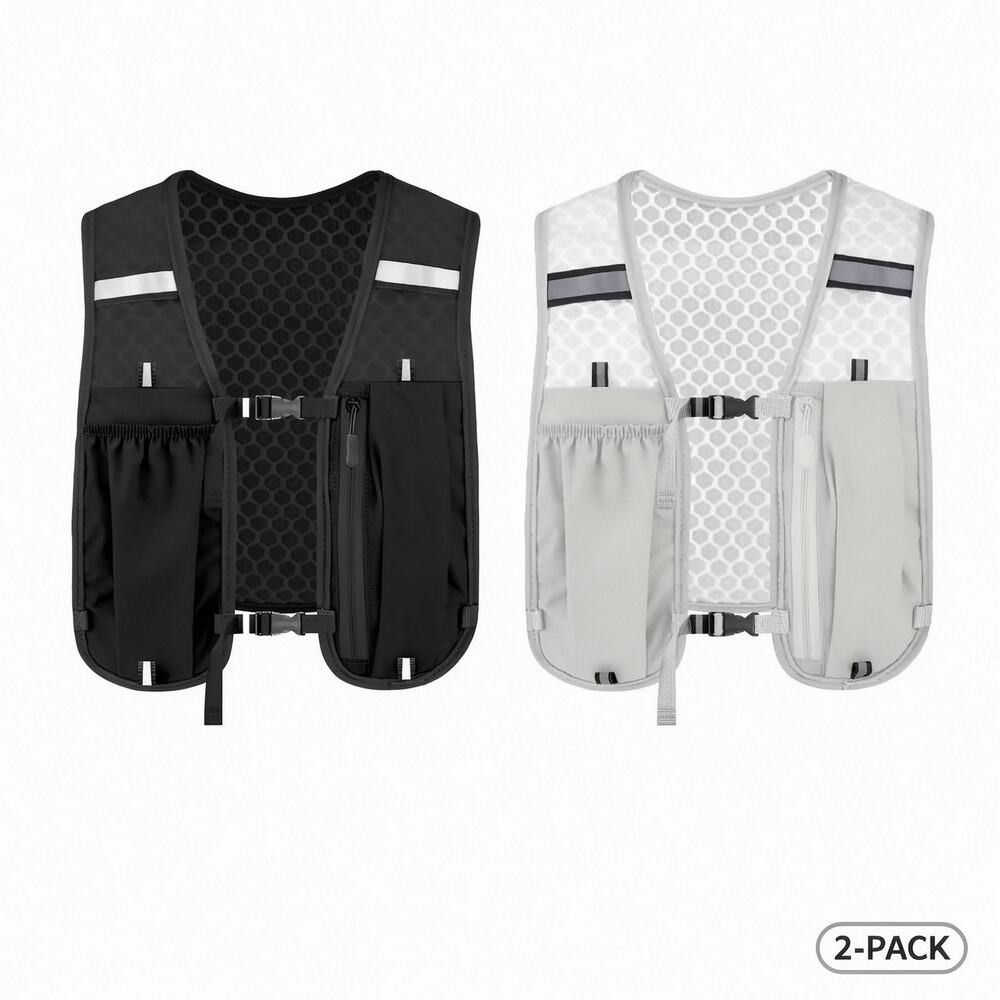 2-Pack Running Hydration Vest, Breathable Reflective Outdoor Hiking Cycling Pack